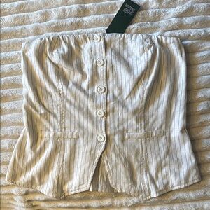 NWT Pinstriped Button-Up Tube Top
